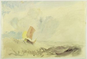 Una pieza de mar - Un mar agitado con un barco de pesca, 1820-30 de Joseph Mallord William Turner